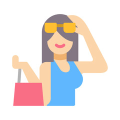 Poster - Girl flat icon for women, shopping, people, buyer, consumer, shopaholic logo