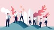 © Pooja - Career growth. The leader shows the employees the path to successful career growth. Business  illustration, Generative AI