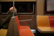 Passenger On New York City Subway Train