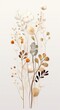 florals leaves and branches in muted earth tone,  minimalist, flat design, floral illustration, art wall, botanical, modern art, graphic design, white background, fall concept, Generative ai