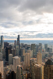 Fototapeta  - Aerial view of Chicago downtown high rise buildings