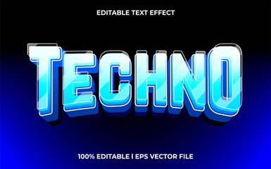 Wall Mural - Techno 3d text effect and editable text, template 3d style use for future tittle