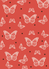  The Seamless pink background with a combination of Butterfly and polkadots