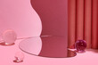 © Marc Tran/Stocksy - Pedestal cosmetic display glass podium platform with stylish props