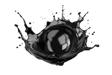 Sticker - Black paint or ink splash. Ai art. Cutout on transparent