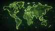 World map green pcb texture background. Generative AI.