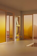 © Javier Pardina/Stocksy - Minimalist interior with yellow windows at sunset