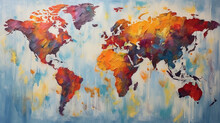 World Map Oil Paint Background. Generative AI.