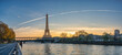 Paris France, panorama sunrise city skyline at Eiffel Tower and Seine River Bir-Hakeim Bridge