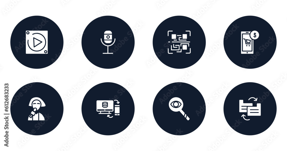 mobile network filled icons set. flat filled icons sheet included ...