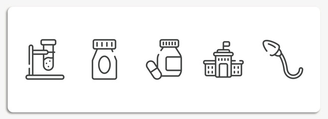 Wall Mural - science outline icons set. thin line icons sheet included biochemistry, medication, medicines, high school, spermatozoon vector.