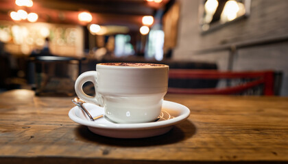 Wall Mural - Cup of coffee on a table. Generative AI