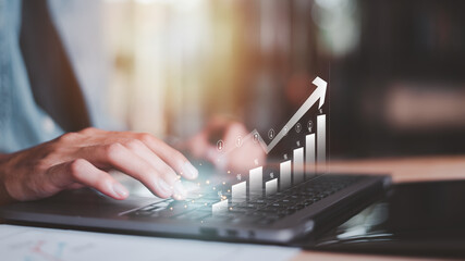 Aufkleber - concept of finance and investment ,profit growth management ,financial graphical and statistical analysis ,Stock and currency fund management ,bank interest management ,high return investment