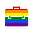 Briefcase sign illustration. Rainbow gay LGBT rights colored Icon at white Background. Illustration.