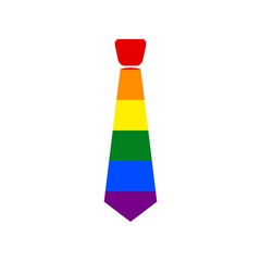 Tie sign illustration. Rainbow gay LGBT rights colored Icon at white Background. Illustration.