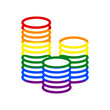 Money sign illustration. Rainbow gay LGBT rights colored Icon at white Background. Illustration.