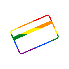 Wall Mural - Credit card symbol for download. Rainbow gay LGBT rights colored Icon at white Background. Illustration.