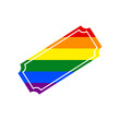 Ticket sign illustration. Rainbow gay LGBT rights colored Icon at white Background. Illustration.