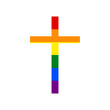 Cross sign. Rainbow gay LGBT rights colored Icon at white Background. Illustration.