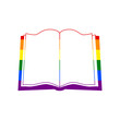 Book sign. Rainbow gay LGBT rights colored Icon at white Background. Illustration.
