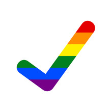 Check Mark Sign. Rainbow Gay LGBT Rights Colored Icon At White Background. Illustration.