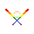 Baseball sign. Rainbow gay LGBT rights colored Icon at white Background. Illustration.