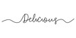 © ngupakarti - One continuous line drawing typography line art of delicious word writing isolated on white background.