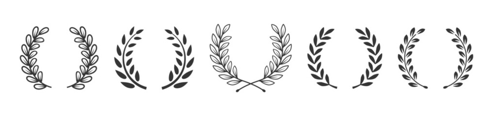black laurel wreath frame icon vector illustration in white background
