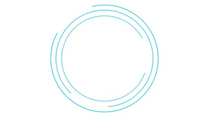 Wall Mural - Animated blue circular frame spins. Linear symbol rotates. Copy space for text. Vector illustration isolated on white background.