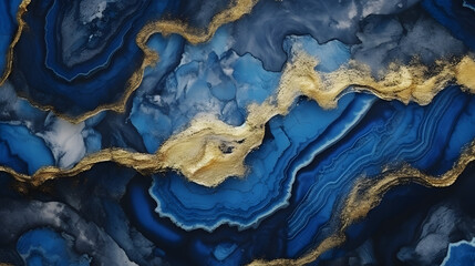  blue crystal marble with gold veins.