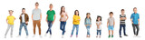 Cheerful children of different ages on white background. Collage design