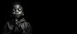 © JoelMasson - Black and white studio portrait of a young child praying banner on black background