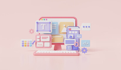 ui-ux design layout on phone and computer. web ui-ux, web development, front view user interface web