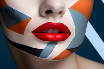 Wall Mural - woman lips with lipstick