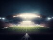 Modern Ai generative football stadium in night time