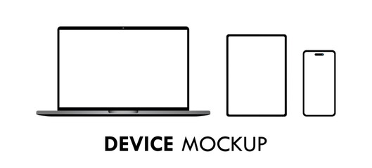 Wall Mural - laptop tablet smartphone modern devices mockup set vector illustration