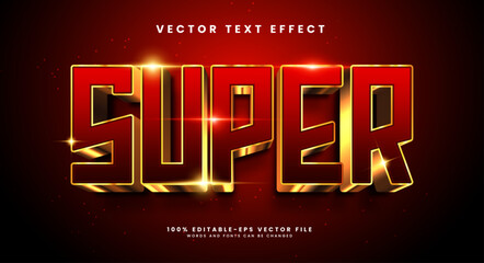 Luxury super 3d editable vector text effect. Modern concept text effect, with combination red and gold colors.