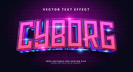 luxury cyborg 3d editable vector text effect. modern concept text effect, with combination blue tech