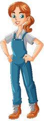 Wall Mural - Young female farmer cartoon character