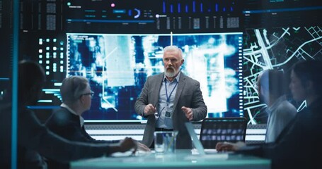 Aufkleber - Diverse Group of Cybersecurity Experts Monitoring an Active Operation with Satellite Tracking Technology. Surveillance Office with Multiethnic Specialists Tracking a Target Vehicle in Urban Terrain