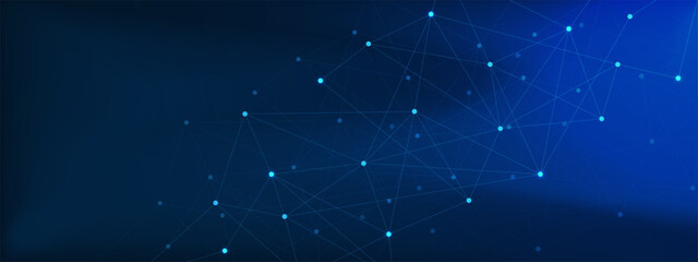 Abstract futuristic network with connected dots and lines. Molecular structure DNA or neuron composition. Science and technology background.