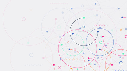 Plexus circles connection with connecting dots and lines for global communication, big data visualization, science and technology background design.