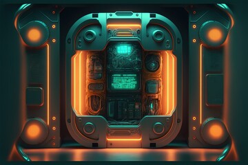 Wall Mural - abstract in futuristic interior architecture of spaceship with power generative technology. concept 