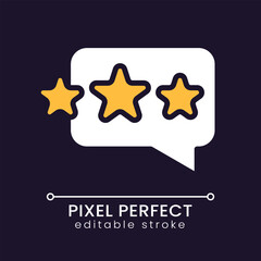 Wall Mural - customer feedback pixel perfect rgb color icon for dark theme. speech bubble with stars. ranking bus