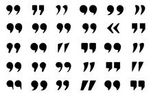 Set Of Quote Mark. Quotes Icon Vector Set. Quotemarks Outline, Speech Marks, Inverted Commas Or Talking Marks Collection. Talk Bubble Speech Icon. Black Quotes Icon. Vector Illustration.