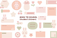 Ready To Use Student Digital Stickers. Kawaii Stickers For Bullet Journaling Or Planning For Students. Back To School Student Stickers. Vector Art.