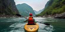 A Person Enjoying An Eco-friendly Activity, Such As Kayaking Or Hiking, With A Focus On The Importance Of Preserving Natural Habitats. AI Generative Image.