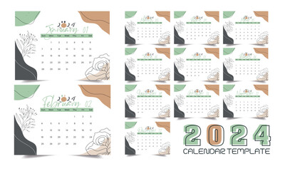 Wall Mural - Calendar 2024  corporate design planner template. Calendar 2024