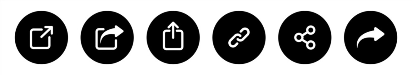 Leinwandbilder - Share icon set. Circle buttons. Share arrow, link, connection icon.