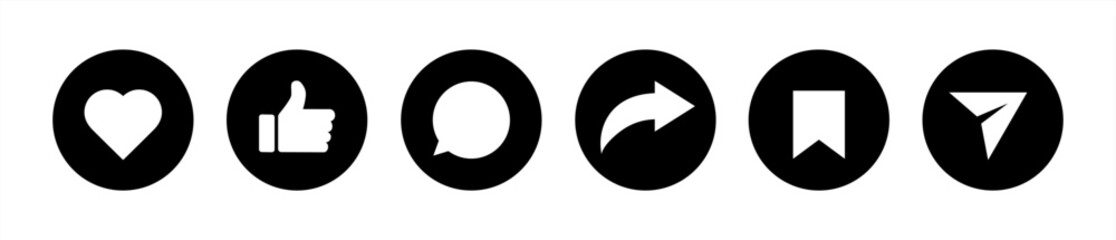 Leinwandbilder - Like, love, comment, and share icon vector isolated on circle background. Vector 10 eps.